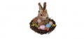 Великденска дървена декоративна кошница, Заек с яйца, снимка 1 - Декорация за дома - 36033784