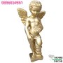 Градинска фигура ангелче от бетон в златен цвят, снимка 1 - Градински мебели, декорация  - 40694875