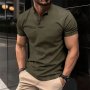 Мъжка тениска Henley Neck с копчета и яка, 5цвята , снимка 2