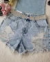Дамски Къси Дънкови Панталони С Камъни И Накъсан Ефект🔝Дамски Къси Дънки С Накъсан Ефект Код BS-37, снимка 5