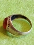 Винтидж сребърен пръстен с Червен Кехлибар ювелирна изработка 51791, снимка 9