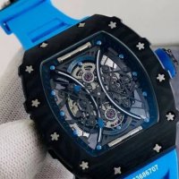 Мъжки луксозен часовник Richard Mille RM 53-01 Blue Rubber Strap Super High Quality , снимка 8 - Мъжки - 41568105