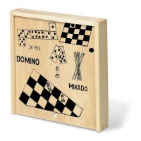 настолни игри 4 бр в дървена кутия-домино, шах и други, снимка 5 - Домино - 40716918