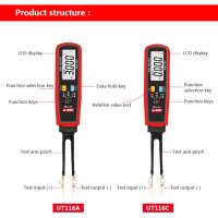 Нов Цифров мултицет Цифрови пинсети за SMD елементи UT116A Интелигентен SMD тестер Електрически мулт, снимка 6 - Други инструменти - 41585710