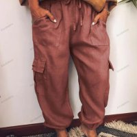 Дамски панталон с капаци и странични джобове, 4цвята - 023, снимка 2 - Панталони - 41846953