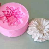 3D Хризантема красиво едро цвете силиконов молд форма фондан гипс декор украса  свещ, снимка 1 - Форми - 40780865