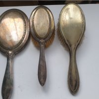 Стари посребрени две четки и огледало, снимка 4 - Антикварни и старинни предмети - 41067802