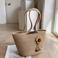Плетена дамска чанта тип кошница Brown, снимка 12 - Чанти - 41477350