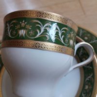 Немски порцелан Bavaria чаша за кафе с чинийка и чиния за торта , снимка 3 - Сервизи - 33912334