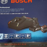 Bosch комплект зарядно GAL 12V-40 с 2 акумулаторни батерии(2Ah и 4Ah), 1600A01NC9  , снимка 2 - Други инструменти - 34361289