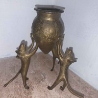Ритуален съд с три вълчици ,бронз , снимка 3 - Антикварни и старинни предмети - 40295326