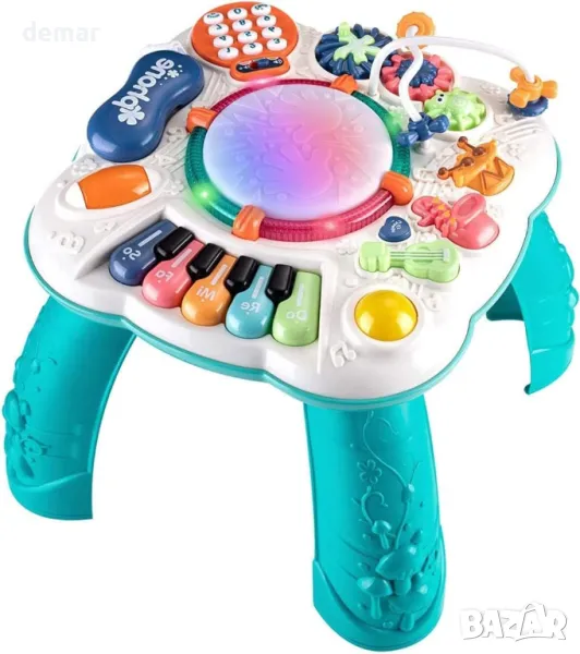 Образователна играчка 11 в 1 за ранно обучение, със светлина и звук 30×30×29 см, синя, снимка 1
