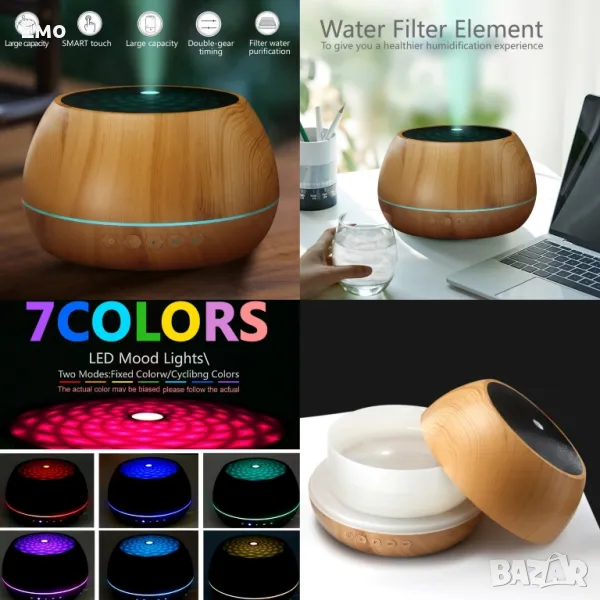 Дифузер, пречиствател на въздух и ароматизатор с LED светлини, снимка 1
