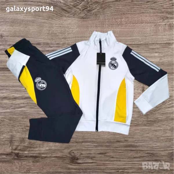 Анцуг Реал Мадрид Бял Анцуг с жълто и черна долница Модел Мбапе 2025, снимка 1