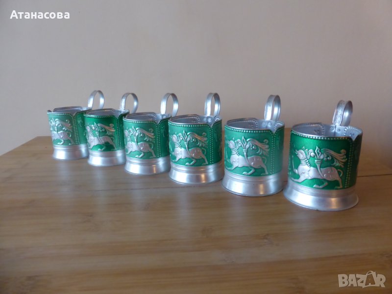 По-редки подстакани зелени с грифони сервиз, снимка 1