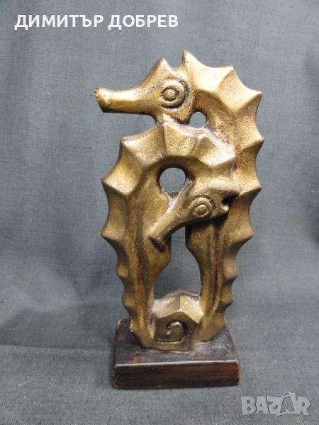 СТАРА РЕТРО БРОНЗОВА СТАТУЕТКА МОРСКИ КОНЧЕТА, снимка 1