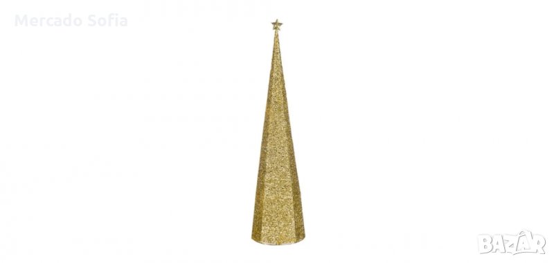 Коледна декоративна елха, конус - златна звезда , снимка 1