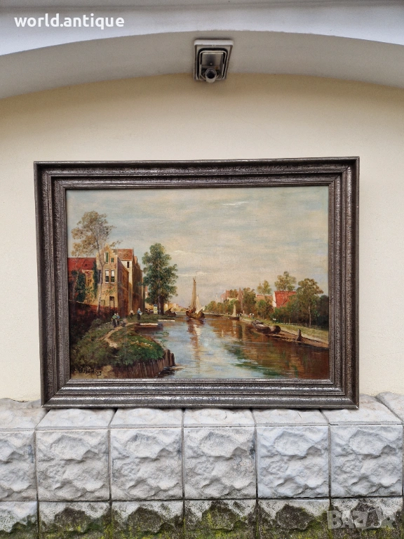 Топ - Уникална антикварна огромна авторска майсторска картина масло върху платно , снимка 1