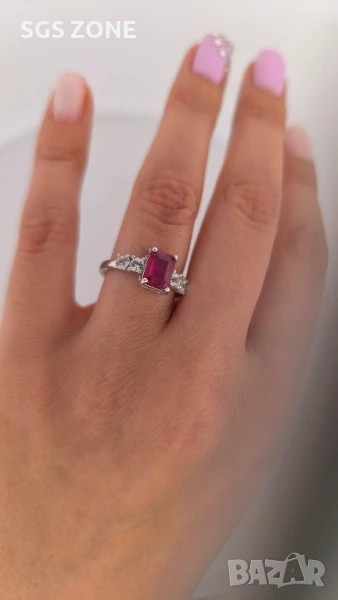 СРЕБЪРЕН ПРЪСТЕН С РУБИНИ, има този модел със смарагд и сапфир, снимка 1