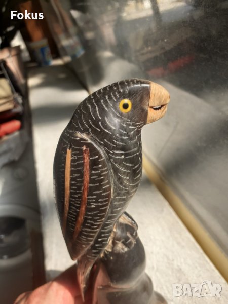 Страхотна фигура статуетка на папагал от рог, снимка 1