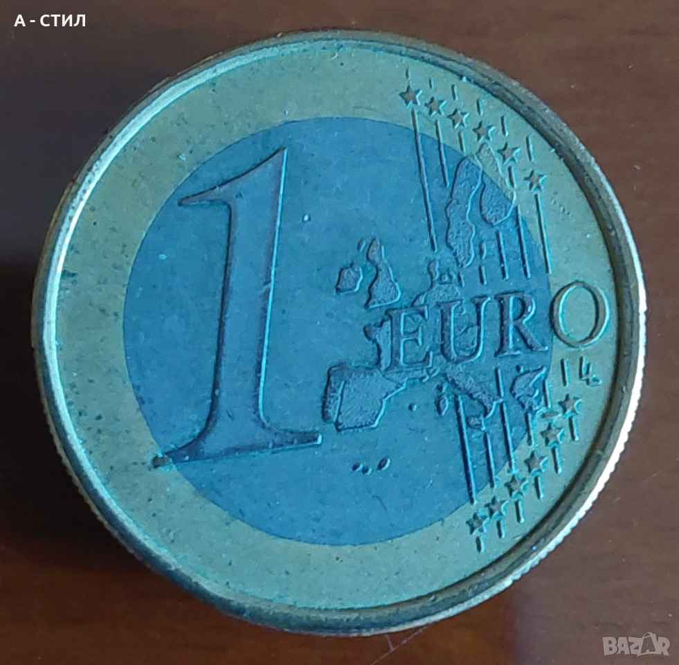 Монета 1 евро Германия 2002г. минт / буква F / 1 euro Germany 2002 letter F, снимка 1