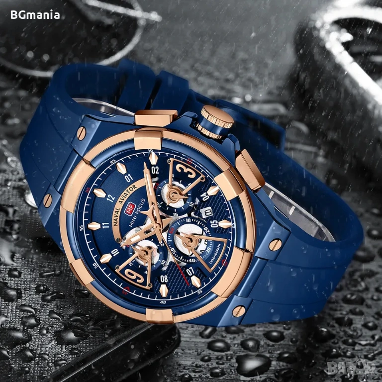 Мъжки часовник мини Focus 0402c2 син силикон каишка корпус неръждаема стомана, снимка 1