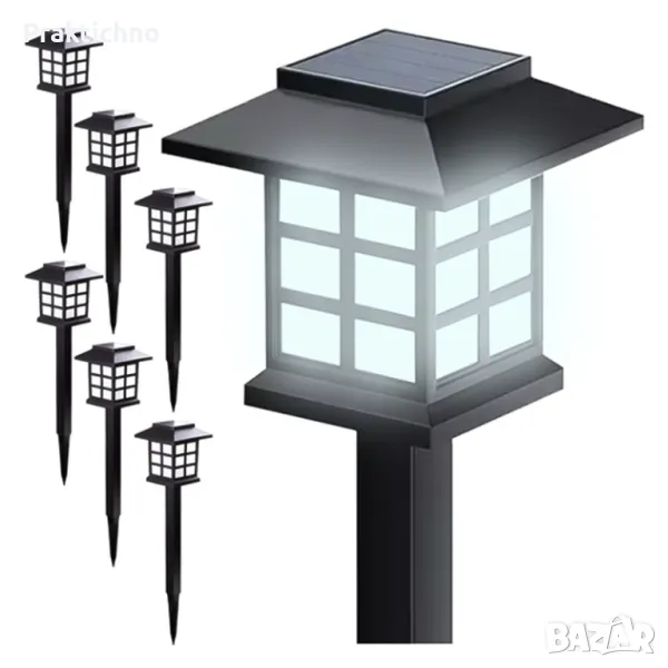 Енергоспестяващи ЛЕД соларни градински лампи – комплект от 6 броя, снимка 1