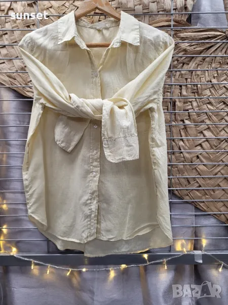 светложълта ЛЕНЕНА риза H&M-> S , снимка 1