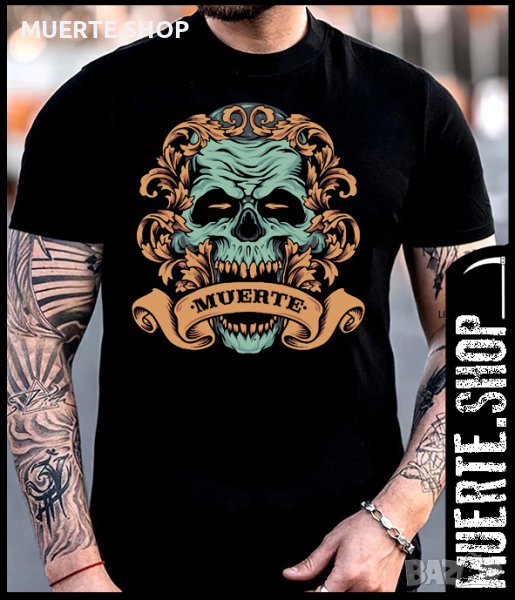 Черна тениска с щампа VICTORIAN SKULL, снимка 1