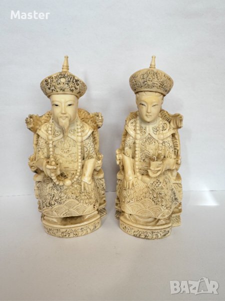 Император и Императрица стар Китай слонова кост изключителна майсторска ръчна изработка, снимка 1
