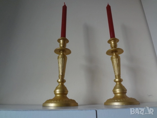 Комплект от 2 бр. бронзови свещника, снимка 1