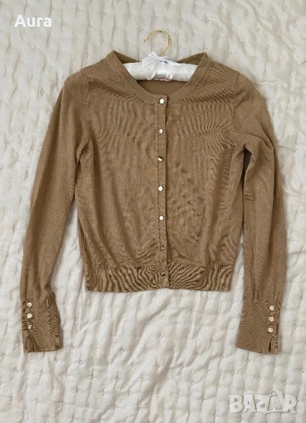 round-neck button-front cardigan, снимка 1