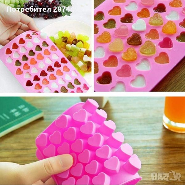 3154 Силиконова форма за 55 бонбона във формата на сърце, снимка 1