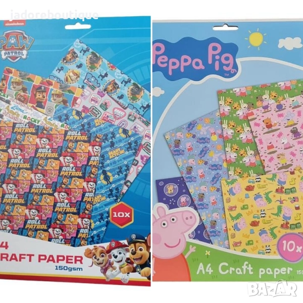 10 листа Крафт картон А4 Пес патрул Paw patrol/ Прасето Пепа Peppa pig, снимка 1