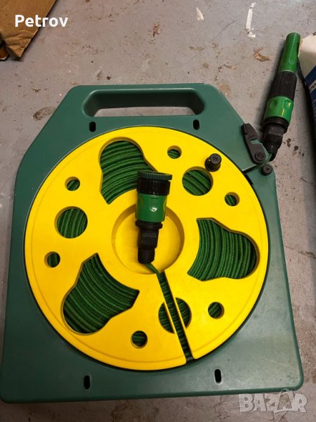 Маркуч - 15 m Немски Качествен плосък маркуч с Адаптери на макара - внос от Германия !!!, снимка 1
