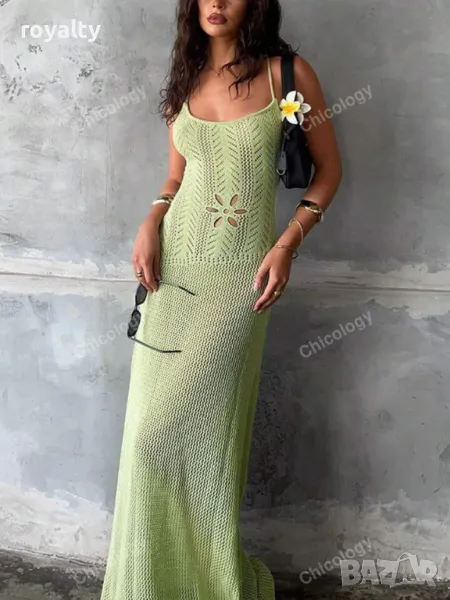 Рокля от плетен тъкан плат в зелено 🍋‍🟩, снимка 1