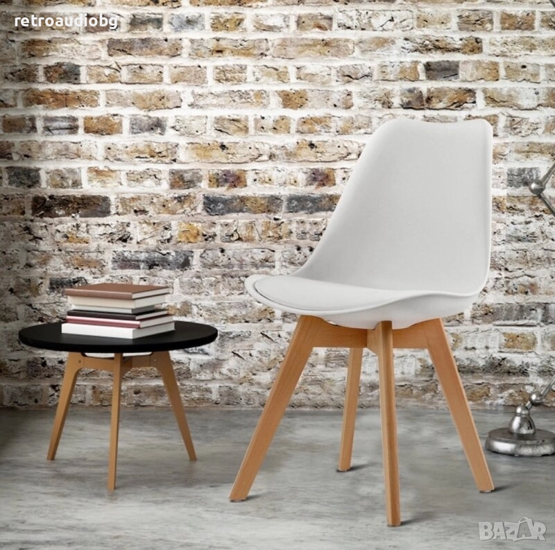   Трапезен стол Нордик в бяло, снимка 1