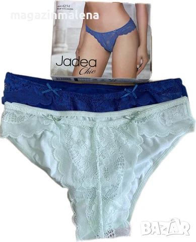 2 бр х Jadea S,M,L,XL сини,зелени италиански 50% памучни дантелени бикини дантелени гащи Жадеа , снимка 1