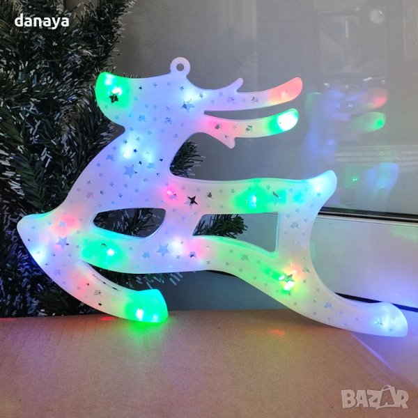 4228 Светещ коледен елен с преливащи LED свeтлини украса за стена, снимка 1