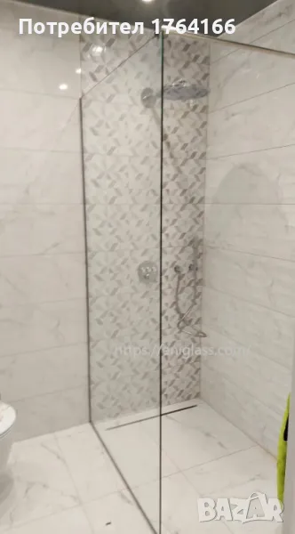 Стъклен параван с прозрачни закалени стъкла изработени от производител ЕНИ ГЛАС, снимка 1