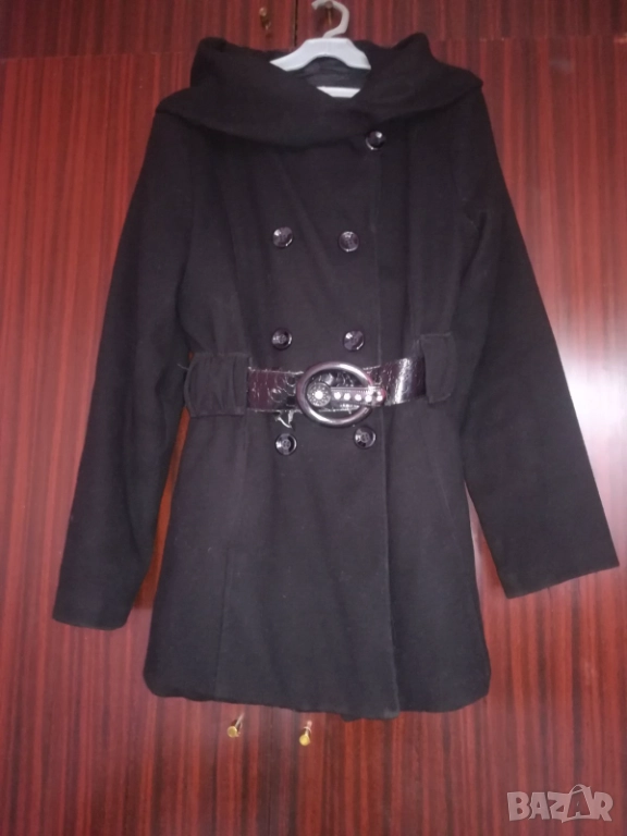 Черно палто яка тип шал, снимка 1