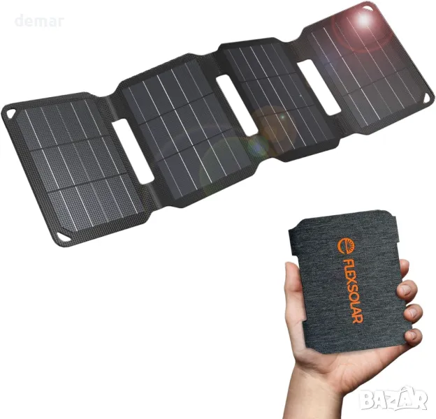FlexSolar 10w преносимо соларно зарядно устройство 5V USB, малък сгъваем слънчев панел IP67, снимка 1