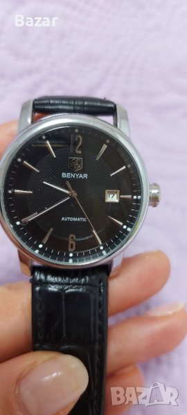 Benyar мъжки часовник с черна кайшка, снимка 1