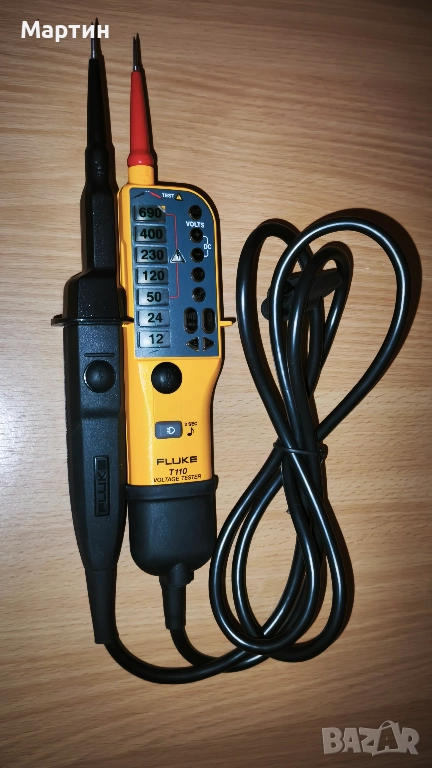 FLUKE T110 Voltage Tester - Тестер за напрежение и проводимост с два полюса и LED индикатори, снимка 1