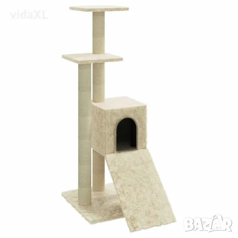 vidaXL Котешко дърво със сизалени стълбове, кремаво, 92 см