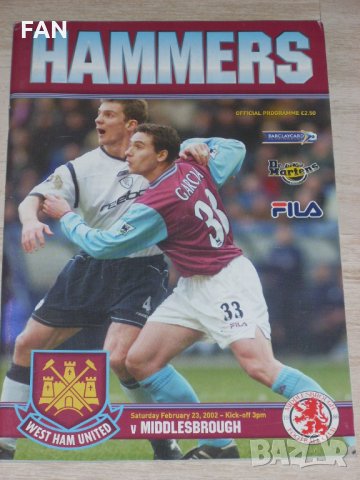 Уест Хям Юнайтед оригинални стари футболни програми от 1995, 1997, 1998, 2000, 2002, 2003 г., снимка 10 - Фен артикули - 31455531