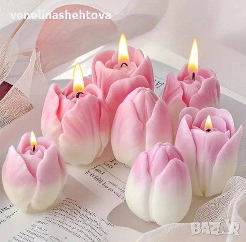 3D 3 модела лале лалета силиконов молд форма за свещи гипс сапун смола фондан за декорация на торта 