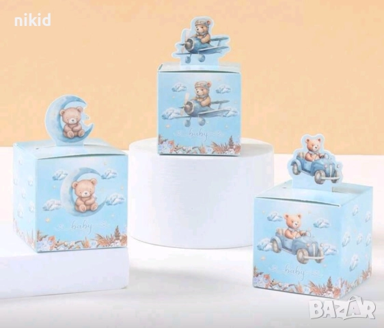 Мече авиатор в самолет картонена кутия кутии за лакомства подарък рожден ден парти картонени кутийки