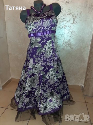 Рокля в лилаво и бяло , снимка 2 - Рокли - 35937504