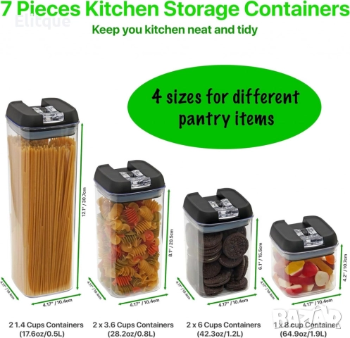 Комплект от 7 херметични контейнера – сигурно съхранение и перфектна организация, снимка 13 - Други - 52716353